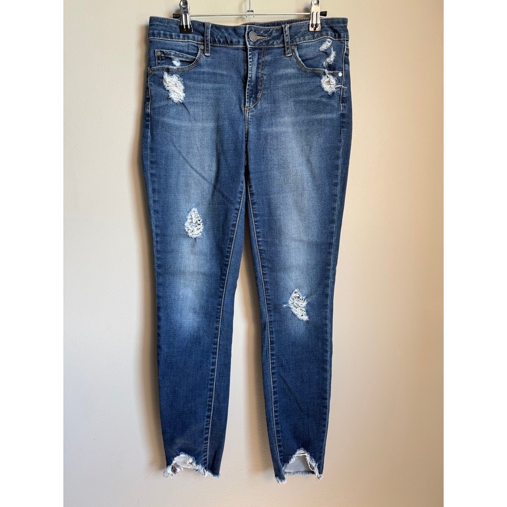 Articles of Society Jeans Womens 28 Blue Distressed Skinny Step Hem Raven Edgy